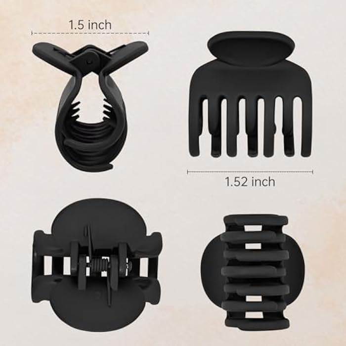 DEEKA Hair Clips Small Claw Clips for Thin Short Hair 4 Pack Double Row Teeth 1.6" Medium Matte Non-slip Accessories for Women and Girls -Black - Image 5